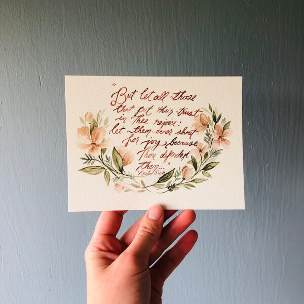 Psalm 5:11 Original Floral Watercolor Painting - Image 2
